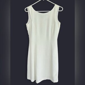 Cremieux Womens Dress Size 2 White Solid Sleeveless Knee Length Zip Lined Sheath